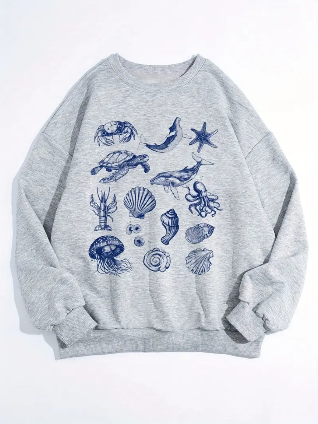 Okyanus Hayvan Baskılı Sweatshirt