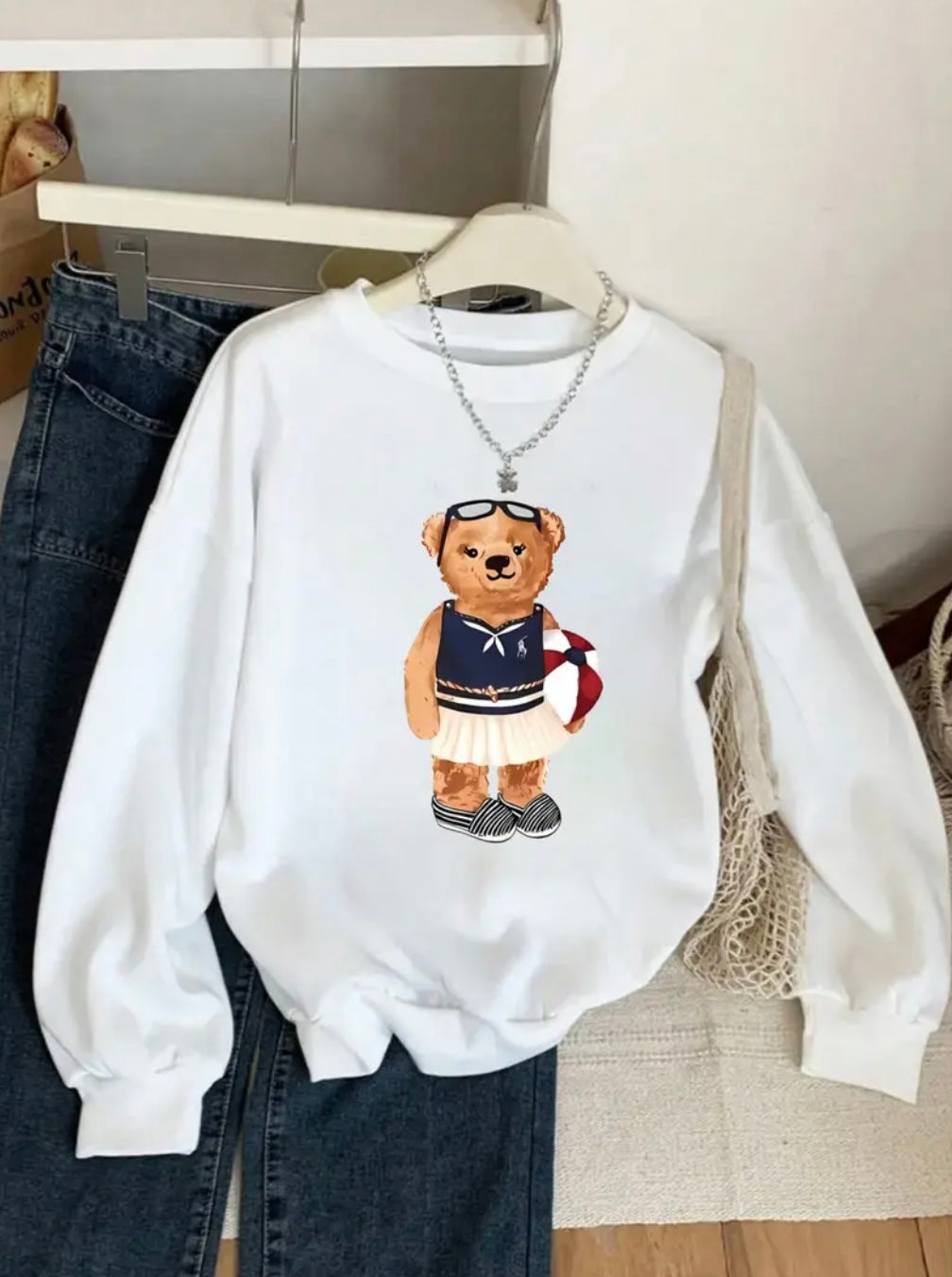Ayıcık Baskılı Sweatshirt