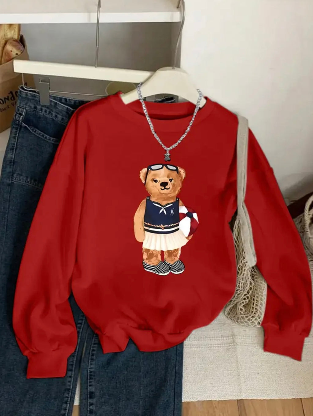 Ayıcık Baskılı Sweatshirt