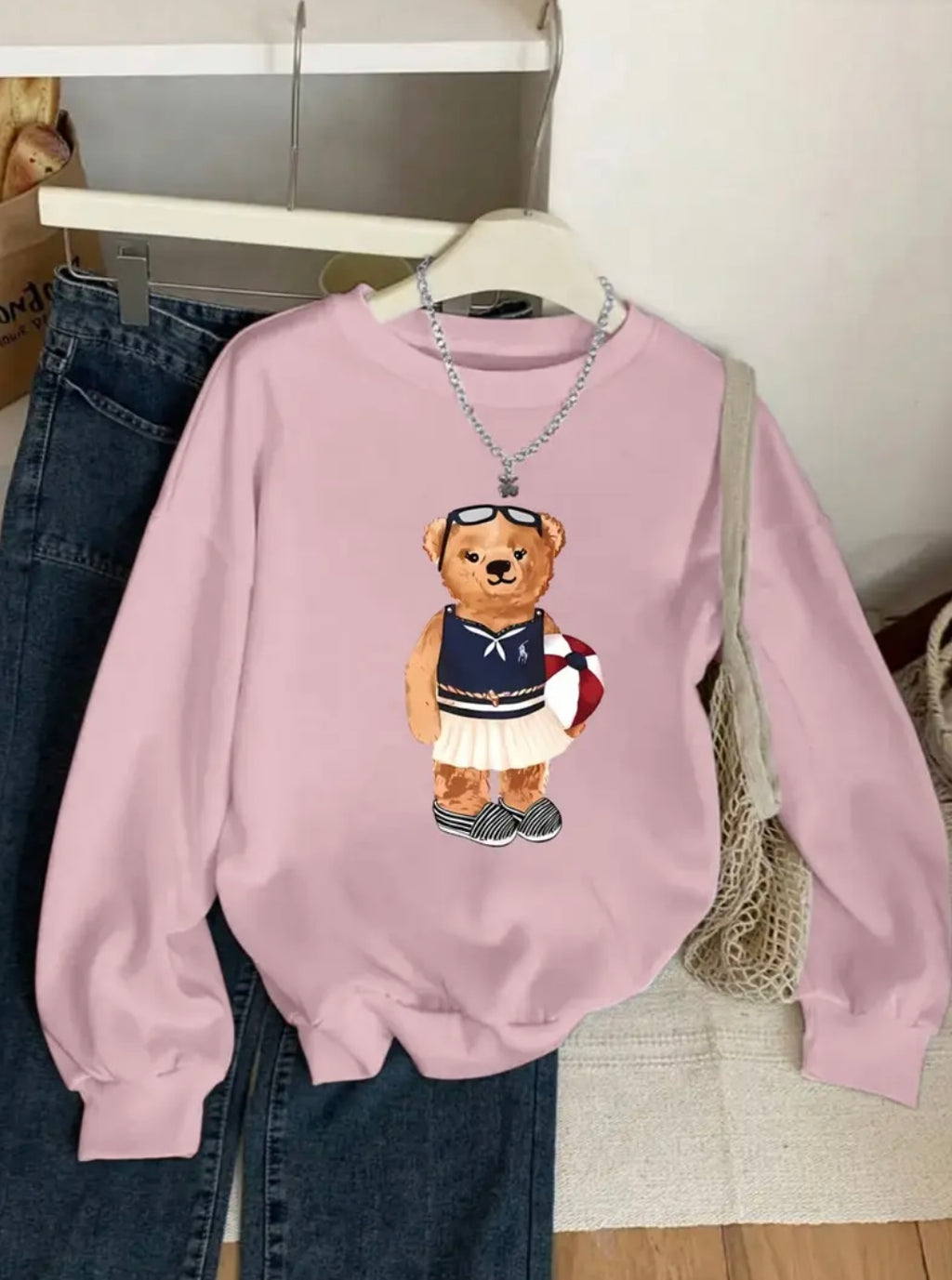 Ayıcık Baskılı Sweatshirt